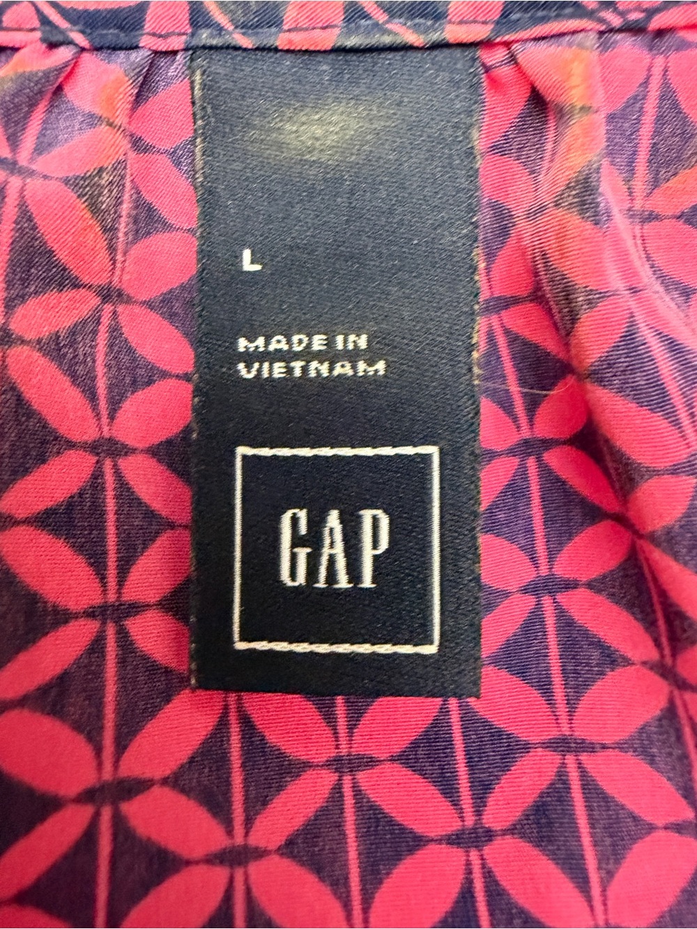 GAP sleeveless smock dress pink/navy pattern - size L - Picture 7 of 9